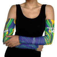 Brazil Football Custom Arm Sleeves 2026 Vamos Brasil Marble Pattern - Wonder Print Shop