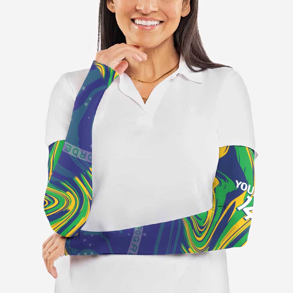 Brazil Football Custom Arm Sleeves 2026 Vamos Brasil Marble Pattern - Wonder Print Shop