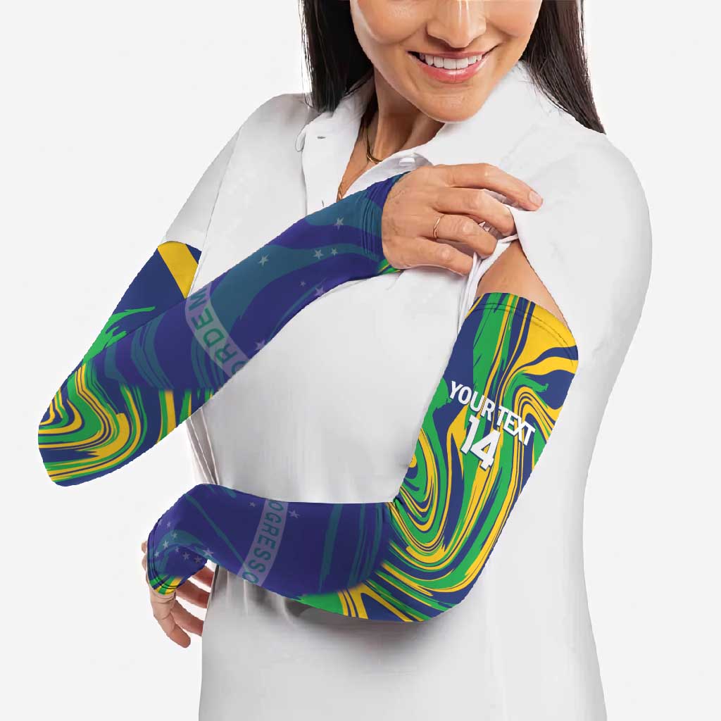 Brazil Football Custom Arm Sleeves 2026 Vamos Brasil Marble Pattern - Wonder Print Shop