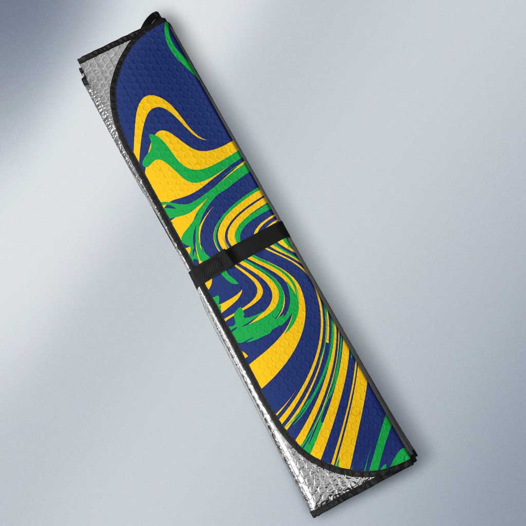 Brazil Football Auto Sun Shade 2026 Vamos Brasil Marble Pattern - Wonder Print Shop