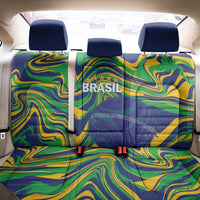 Brazil Football Back Car Seat Cover 2026 Vamos Brasil Marble Pattern - Wonder Print Shop