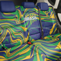 Brazil Football Back Car Seat Cover 2026 Vamos Brasil Marble Pattern - Wonder Print Shop