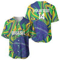 Brazil Football Custom Baseball Jersey 2026 Vamos Brasil Marble Pattern - Wonder Print Shop