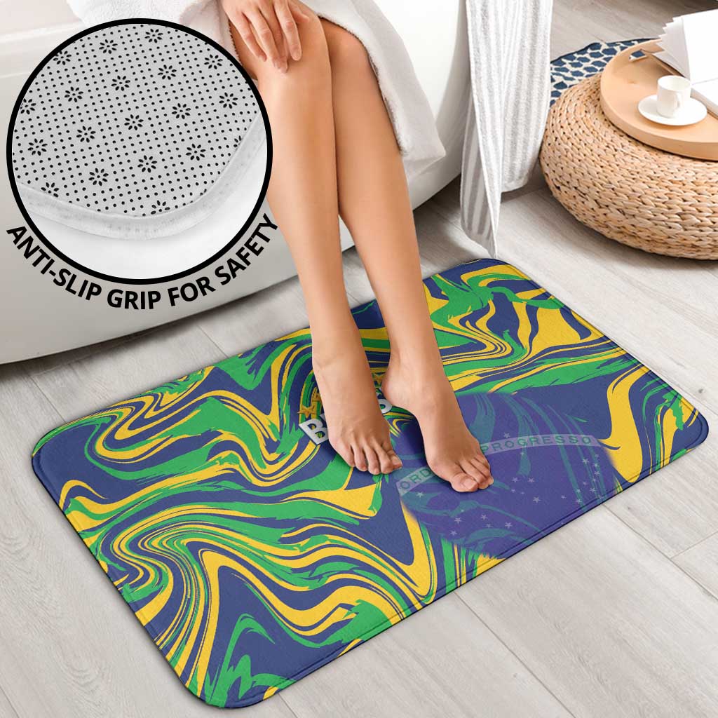 Brazil Football Bathroom Set 2026 Vamos Brasil Marble Pattern - Wonder Print Shop