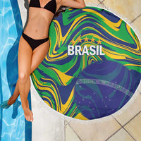 Brazil Football Beach Blanket 2026 Vamos Brasil Marble Pattern - Wonder Print Shop