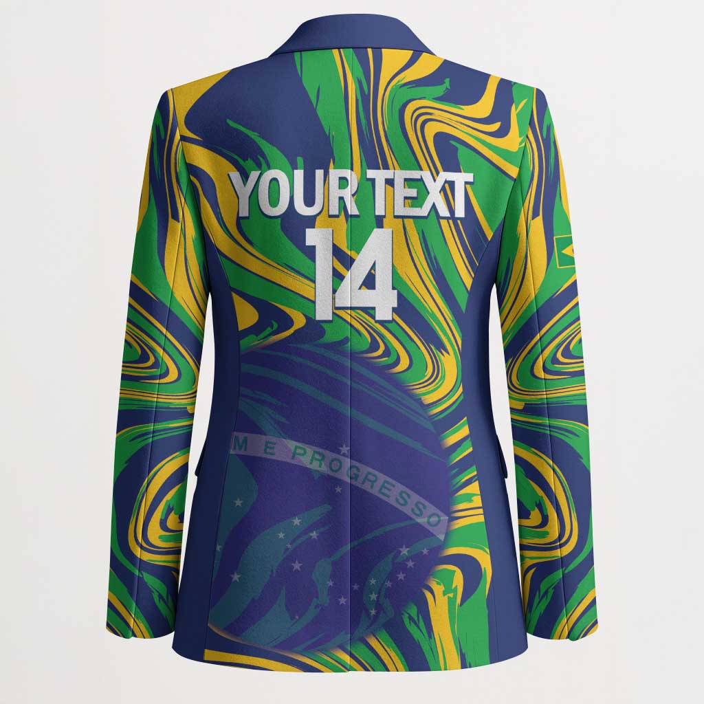 Brazil Football Custom Blazer 2026 Vamos Brasil Marble Pattern - Wonder Print Shop