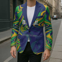Brazil Football Custom Blazer 2026 Vamos Brasil Marble Pattern - Wonder Print Shop