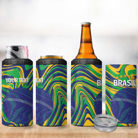 Brazil Football Custom 4 in 1 Can Cooler Tumbler 2026 Vamos Brasil Marble Pattern - Wonder Print Shop