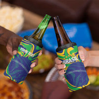 Brazil Football Custom 4 in 1 Can Cooler Tumbler 2026 Vamos Brasil Marble Pattern - Wonder Print Shop