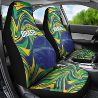 Brazil Football Car Seat Cover 2026 Vamos Brasil Marble Pattern - Wonder Print Shop
