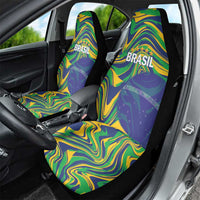 Brazil Football Car Seat Cover 2026 Vamos Brasil Marble Pattern - Wonder Print Shop