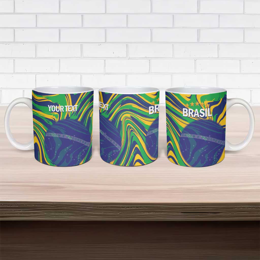 Brazil Football Custom Ceramic Mug 2026 Vamos Brasil Marble Pattern - Wonder Print Shop