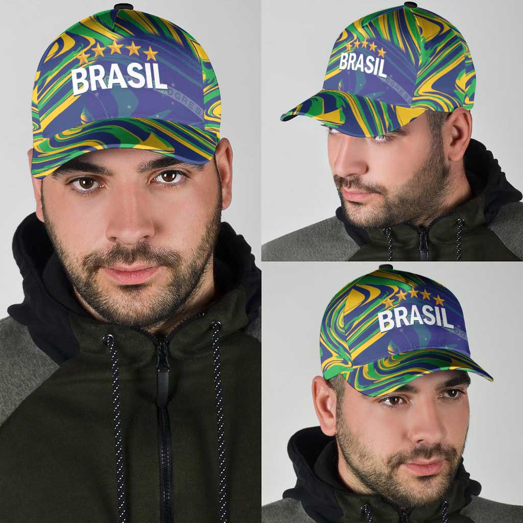 Brazil Football Classic Cap 2026 Vamos Brasil Marble Pattern