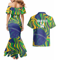 Brazil Football Custom Couples Matching Mermaid Dress and Hawaiian Shirt 2026 Vamos Brasil Marble Pattern - Wonder Print Shop