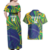 Brazil Football Custom Couples Matching Off Shoulder Maxi Dress and Hawaiian Shirt 2026 Vamos Brasil Marble Pattern - Wonder Print Shop