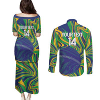 Brazil Football Custom Couples Matching Puletasi and Long Sleeve Button Shirt 2026 Vamos Brasil Marble Pattern - Wonder Print Shop
