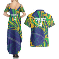 Brazil Football Custom Couples Matching Summer Maxi Dress and Hawaiian Shirt 2026 Vamos Brasil Marble Pattern - Wonder Print Shop