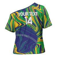 Brazil Football Custom Cross Shoulder Shirt 2026 Vamos Brasil Marble Pattern - Wonder Print Shop