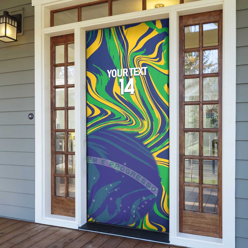 Brazil Football Custom Door Cover 2026 Vamos Brasil Marble Pattern - Wonder Print Shop
