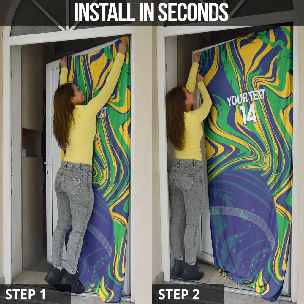 Brazil Football Custom Door Cover 2026 Vamos Brasil Marble Pattern - Wonder Print Shop