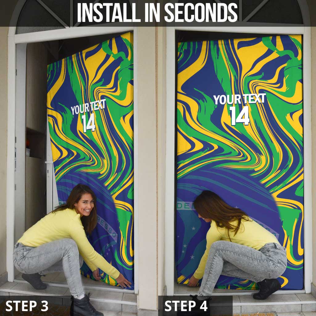 Brazil Football Custom Door Cover 2026 Vamos Brasil Marble Pattern - Wonder Print Shop
