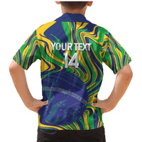 Brazil Football Custom Family Matching Mermaid Dress and Hawaiian Shirt 2026 Vamos Brasil Marble Pattern - Wonder Print Shop