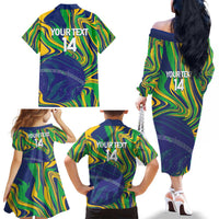 Brazil Football Custom Family Matching Off The Shoulder Long Sleeve Dress and Hawaiian Shirt 2026 Vamos Brasil Marble Pattern - Wonder Print Shop