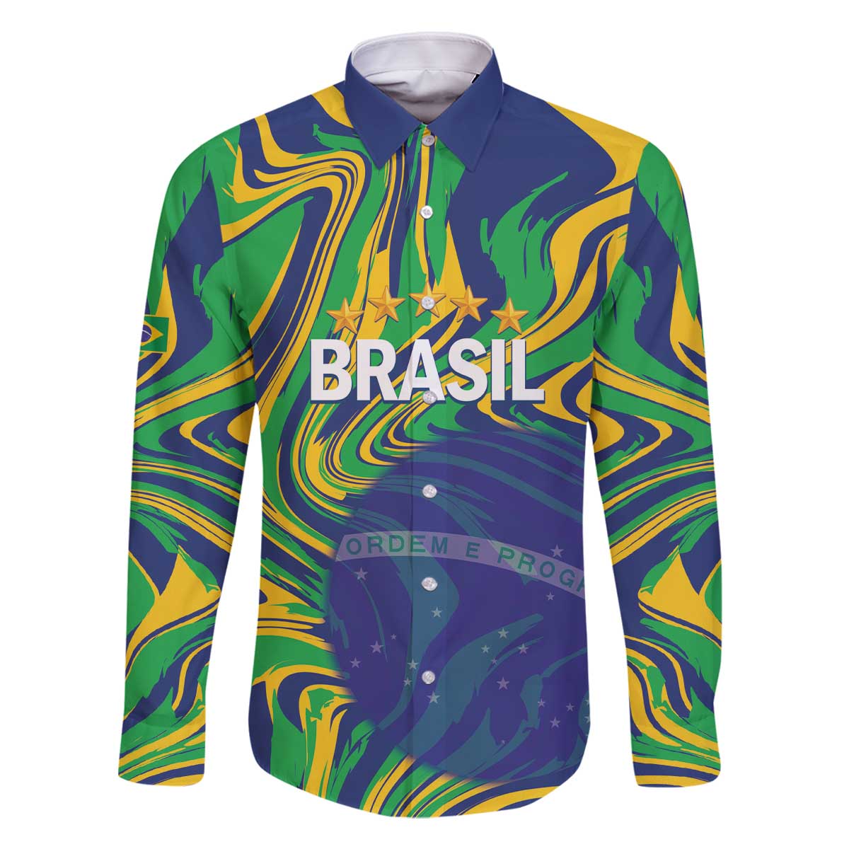 Brazil Football Custom Family Matching Off The Shoulder Long Sleeve Dress and Hawaiian Shirt 2026 Vamos Brasil Marble Pattern - Wonder Print Shop