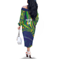 Brazil Football Custom Family Matching Off The Shoulder Long Sleeve Dress and Hawaiian Shirt 2026 Vamos Brasil Marble Pattern - Wonder Print Shop