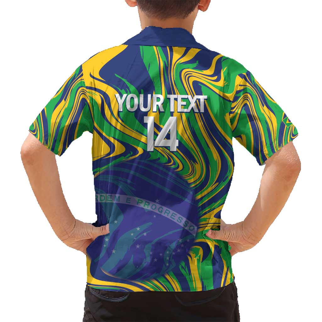 Brazil Football Custom Family Matching Off Shoulder Maxi Dress and Hawaiian Shirt 2026 Vamos Brasil Marble Pattern - Wonder Print Shop