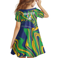 Brazil Football Custom Family Matching Off Shoulder Maxi Dress and Hawaiian Shirt 2026 Vamos Brasil Marble Pattern - Wonder Print Shop