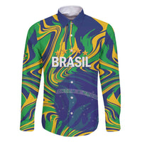 Brazil Football Custom Family Matching Off Shoulder Maxi Dress and Hawaiian Shirt 2026 Vamos Brasil Marble Pattern - Wonder Print Shop