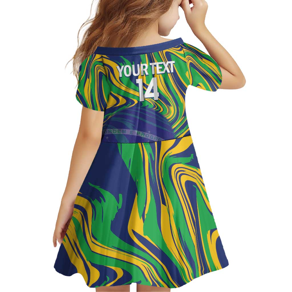 Brazil Football Custom Family Matching Off Shoulder Short Dress and Hawaiian Shirt 2026 Vamos Brasil Marble Pattern - Wonder Print Shop