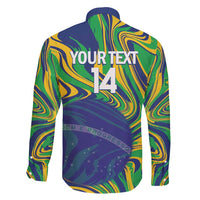 Brazil Football Custom Family Matching Off Shoulder Short Dress and Hawaiian Shirt 2026 Vamos Brasil Marble Pattern - Wonder Print Shop