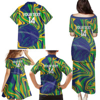Brazil Football Custom Family Matching Puletasi and Hawaiian Shirt 2026 Vamos Brasil Marble Pattern - Wonder Print Shop