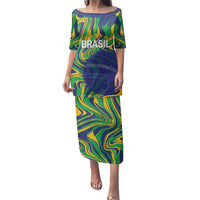 Brazil Football Custom Family Matching Puletasi and Hawaiian Shirt 2026 Vamos Brasil Marble Pattern - Wonder Print Shop