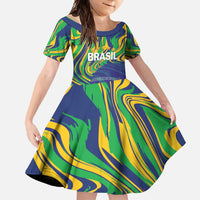 Brazil Football Custom Family Matching Summer Maxi Dress and Hawaiian Shirt 2026 Vamos Brasil Marble Pattern - Wonder Print Shop