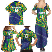 Brazil Football Custom Family Matching Summer Maxi Dress and Hawaiian Shirt 2026 Vamos Brasil Marble Pattern - Wonder Print Shop