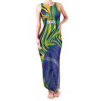 Brazil Football Custom Family Matching Tank Maxi Dress and Hawaiian Shirt 2026 Vamos Brasil Marble Pattern - Wonder Print Shop