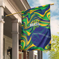 Brazil Football Garden Flag 2026 Vamos Brasil Marble Pattern - Wonder Print Shop
