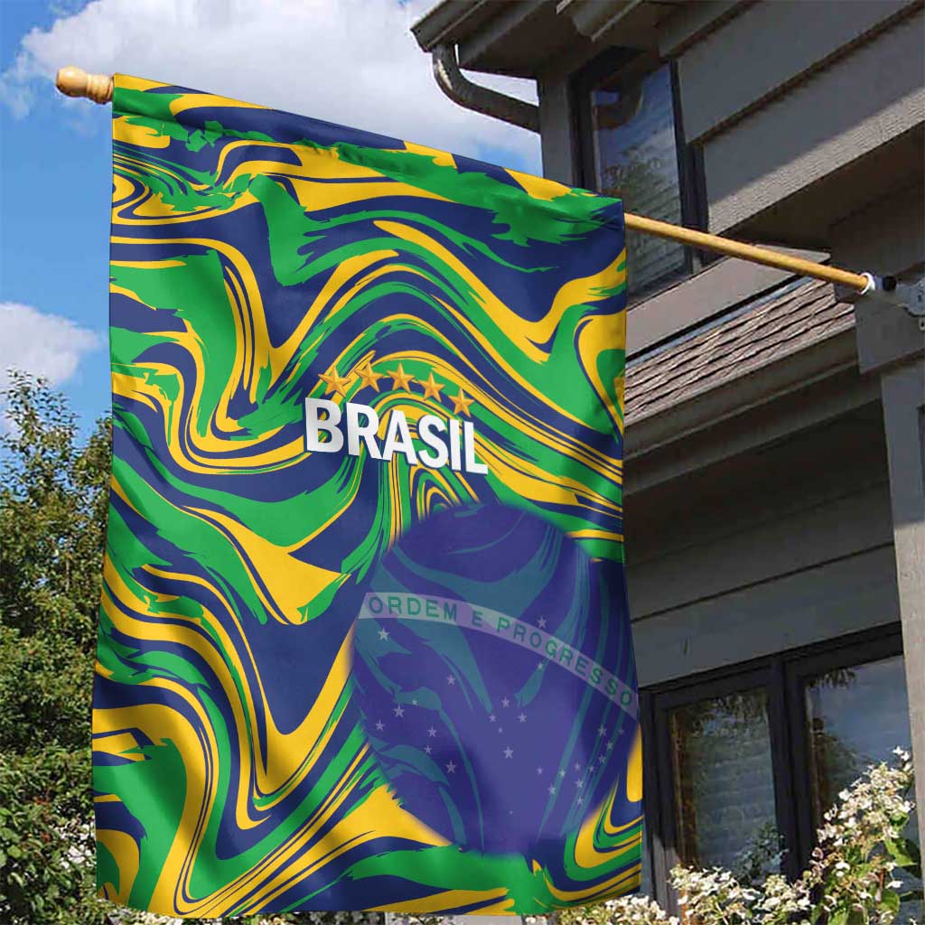 Brazil Football Garden Flag 2026 Vamos Brasil Marble Pattern - Wonder Print Shop