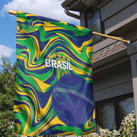 Brazil Football Garden Flag 2026 Vamos Brasil Marble Pattern - Wonder Print Shop