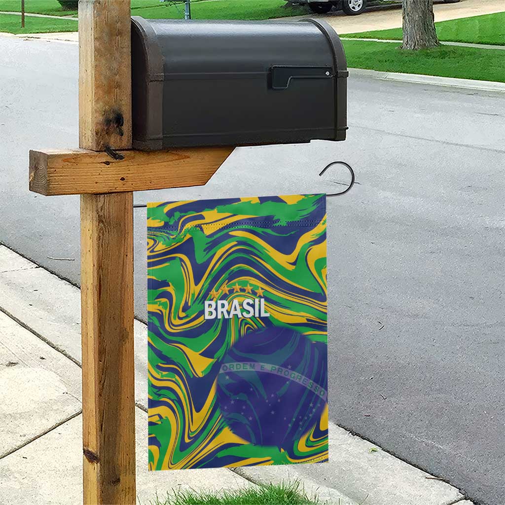 Brazil Football Garden Flag 2026 Vamos Brasil Marble Pattern - Wonder Print Shop