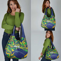 Brazil Football Grocery Bag 2026 Vamos Brasil Marble Pattern - Wonder Print Shop