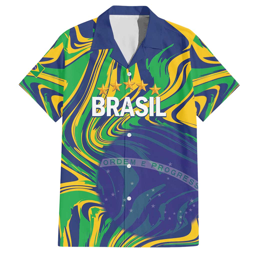 Brazil Football Custom Hawaiian Shirt 2026 Vamos Brasil Marble Pattern - Wonder Print Shop