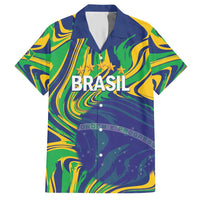 Brazil Football Custom Hawaiian Shirt 2026 Vamos Brasil Marble Pattern - Wonder Print Shop