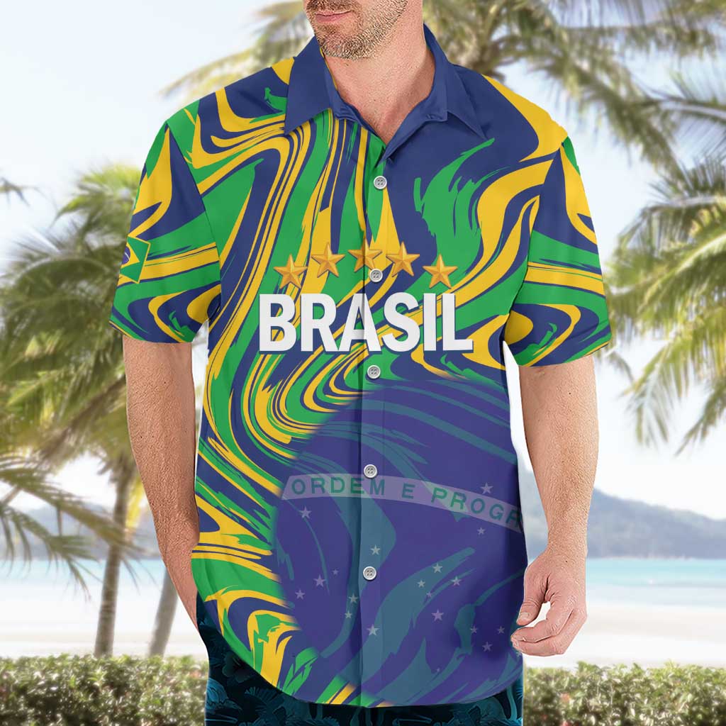 Brazil Football Custom Hawaiian Shirt 2026 Vamos Brasil Marble Pattern - Wonder Print Shop