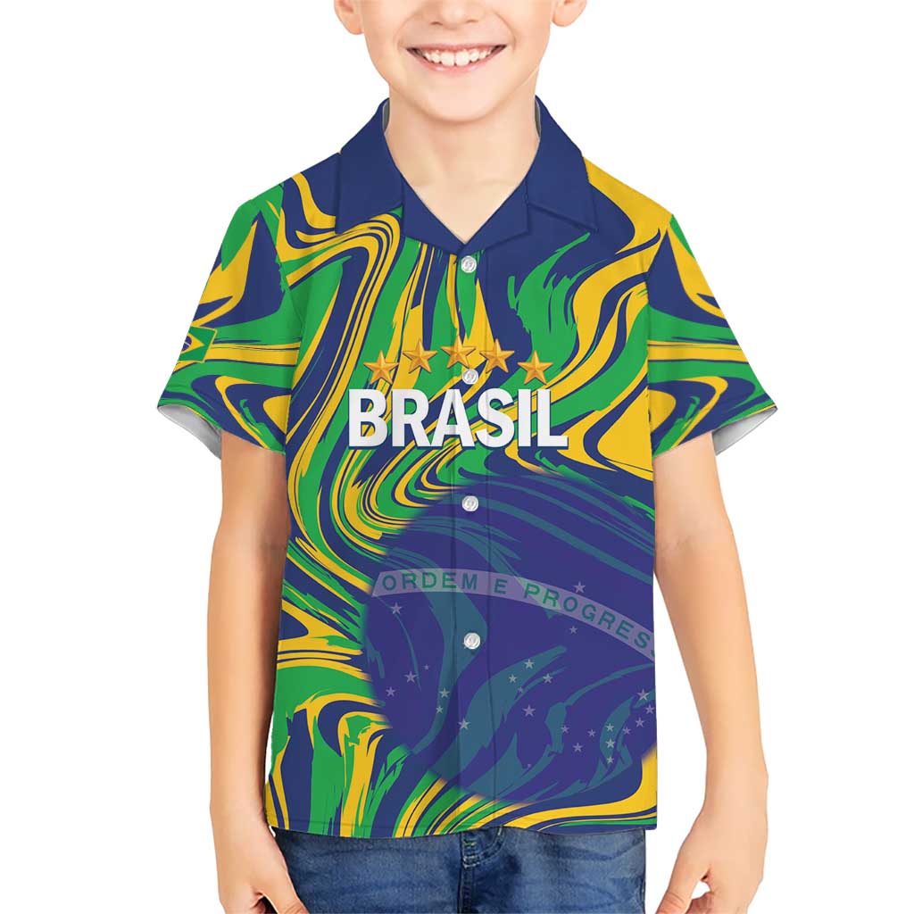 Brazil Football Custom Hawaiian Shirt 2026 Vamos Brasil Marble Pattern - Wonder Print Shop