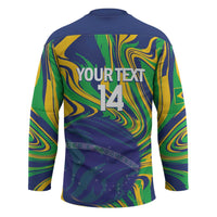 Brazil Football Custom Hockey Jersey 2026 Vamos Brasil Marble Pattern - Wonder Print Shop