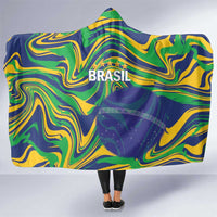 Brazil Football Hooded Blanket 2026 Vamos Brasil Marble Pattern - Wonder Print Shop